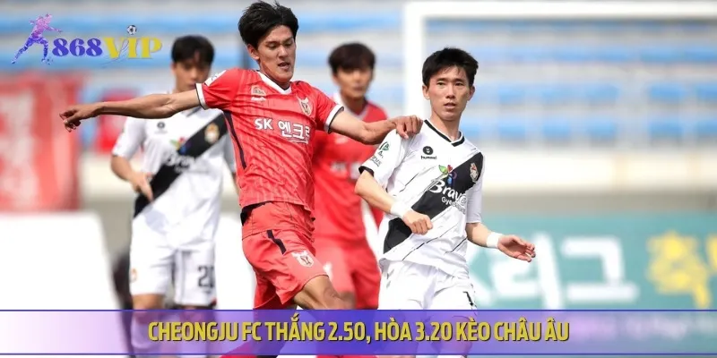 Tỷ lệ thắng của Cheongju FC là 2.50, hòa 3.20 theo kèo châu Âu